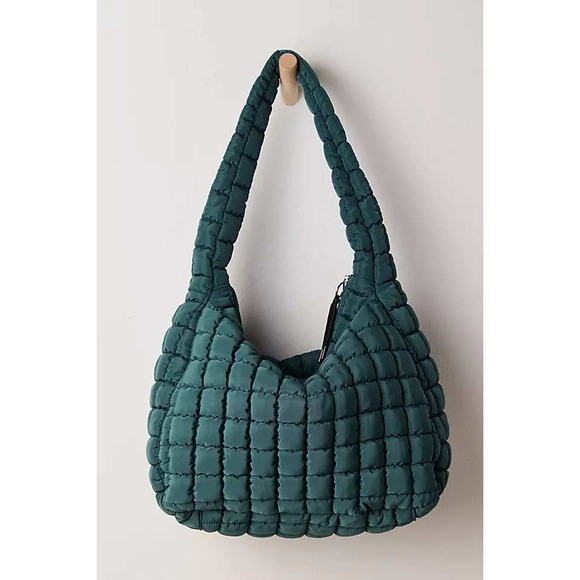 Free People Quilted Patch Carryall Bag Hunter Gatherer Green NWT - Picture 4 of 4